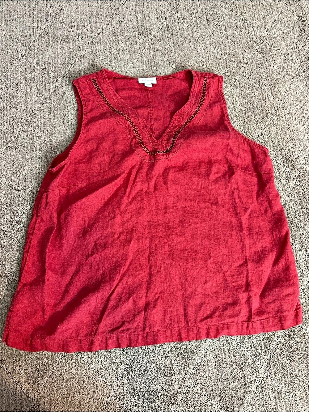 J Jill Linen Trimmed Tank in Coral sz L